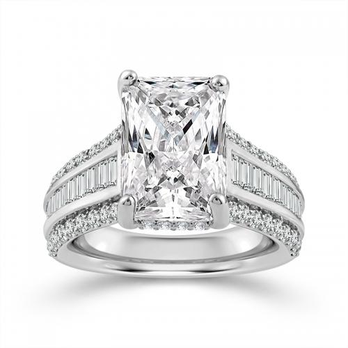 Novello Lab-grown Diamonds Radiant-cut Bridal Ring - 5.15 Ct. T.w. in 14K White Gold (IGI-certified Diamonds)
