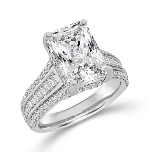 Novello Lab-grown Diamonds Radiant-cut Bridal Ring - 5.15 Ct. T.w. in 14K White Gold (IGI-certified Diamonds)