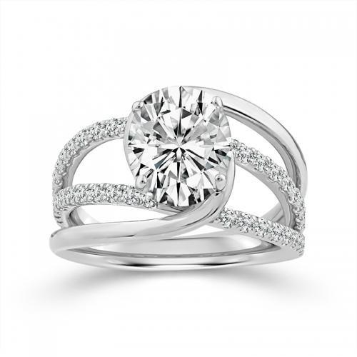 Novello Lab-grown Diamonds Oval Bypass Shank Bridal Ring - 2.49 Ct. T.w. in 14K White Gold (IGI-certified Diamonds)