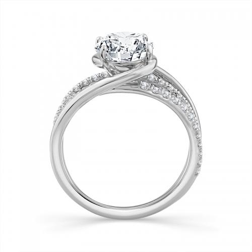 Novello Lab-grown Diamonds Oval Bypass Shank Bridal Ring - 2.49 Ct. T.w. in 14K White Gold (IGI-certified Diamonds)