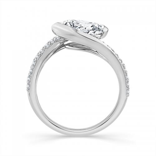Novello Lab-grown Diamonds Pear-cut Bypass Shank Bridal Ring - 1.82 Ct. T.w. in 14K White Gold (IGI-certified Diamonds)