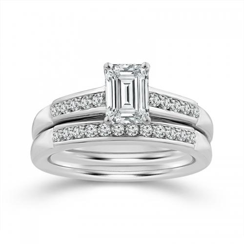 Novello Lab-grown Diamonds Emerald-cut Trio Set - 1.51 Ct. T.w. in 14K White Gold (IGI-certified Diamonds)