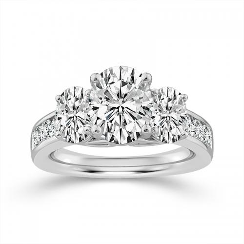Novello Lab-grown Diamonds Oval Bridal Ring - 3.07 Ct. T.w. in 14K White Gold (IGI-certified Diamonds)