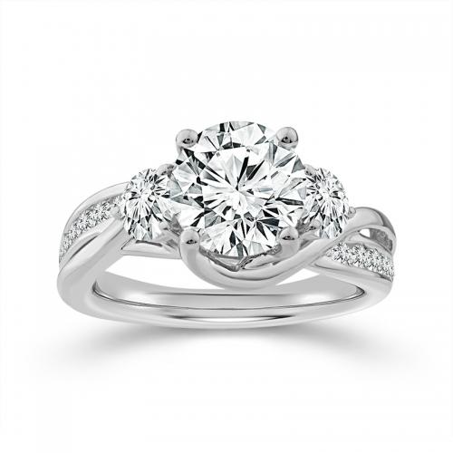 Novello Lab-grown Diamonds Round Bridal Ring - 2.85 Ct. T.w. in 14K White Gold (IGI-certified Diamonds)
