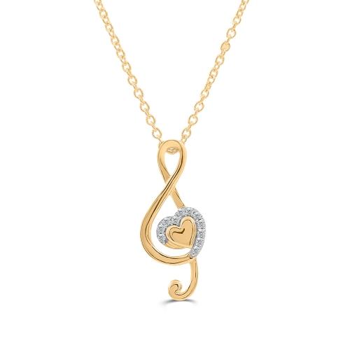 Love Spell® Lab-grown Diamonds Musical Note Heart Pendant - 0.10 Ct. T.w.