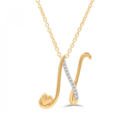Love Spell® Lab-grown Diamonds Letter N Initial Pendant - 0.10 Ct. T.w.