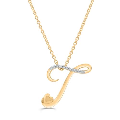 Love Spell® Lab-grown Diamonds Letter T Initial Pendant - 0.10 Ct. T.w.