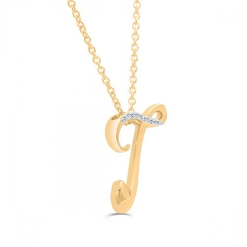 Love Spell® Lab-grown Diamonds Letter T Initial Pendant - 0.10 Ct. T.w.