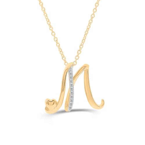 Love Spell® Lab-grown Diamonds Letter M Initial Pendant - 0.10 Ct. T.w.