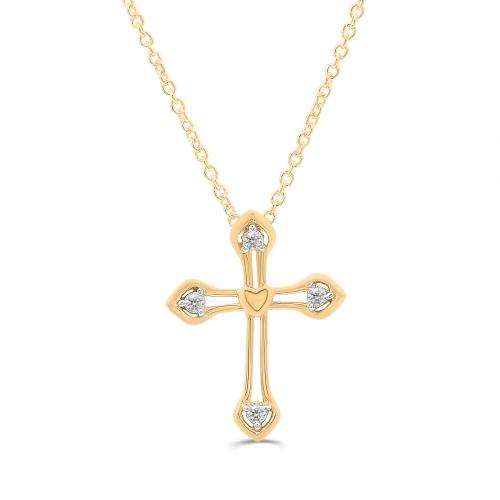 Love Spell® Lab-grown Diamonds Heart Cross Pendant - 0.10 Ct. T.w.