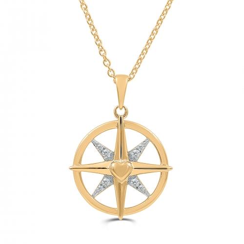 Love Spell® Lab-grown Diamonds Heart Compass Pendant - 0.10 Ct. T.w.