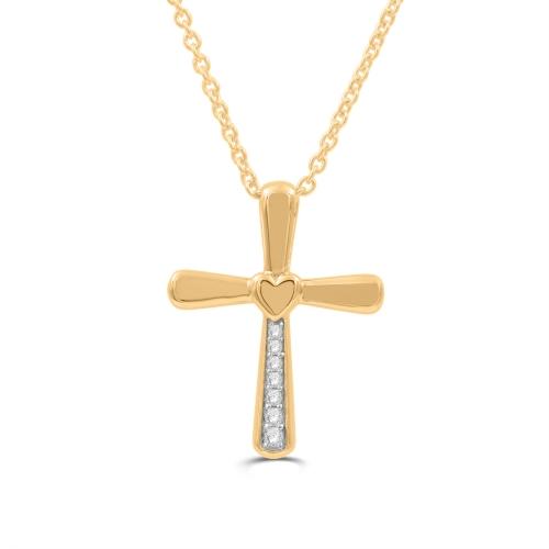 Love Spell® Lab-grown Diamonds Heart Cross Pendant - 0.10 Ct. T.w.