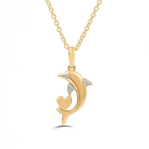 Love Spell® Lab-grown Diamonds Dolphin Heart Pendant - 0.05 Ct. T.w.