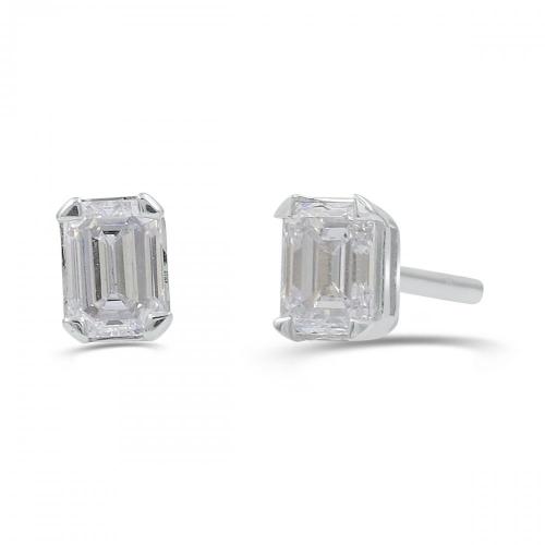 Love Spell Lab-grown Diamonds Emerald Solitaire Studs 0.50 Ct. T.w. in Sterling Silver