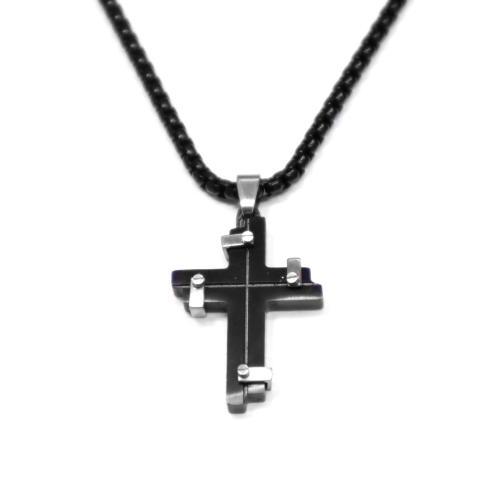 Link N Lock® Screwed-in Cross Pendant With 24 Inch Round Box Chain