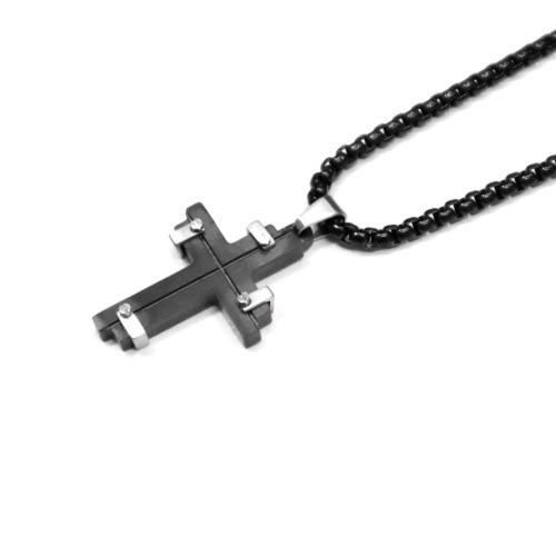 Link N Lock® Screwed-in Cross Pendant With 24 Inch Round Box Chain