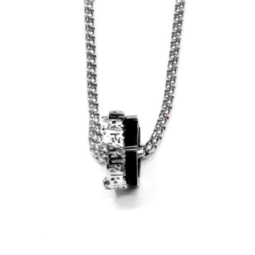 Link N Lock® Octagon And Textured Rings Pendant With 22.6 Inch Round Box Chain