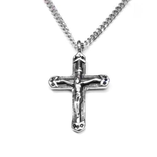 Link N Lock® Stainless Steel Jesus And Cross Pendant With 24 Inch Curb Chain