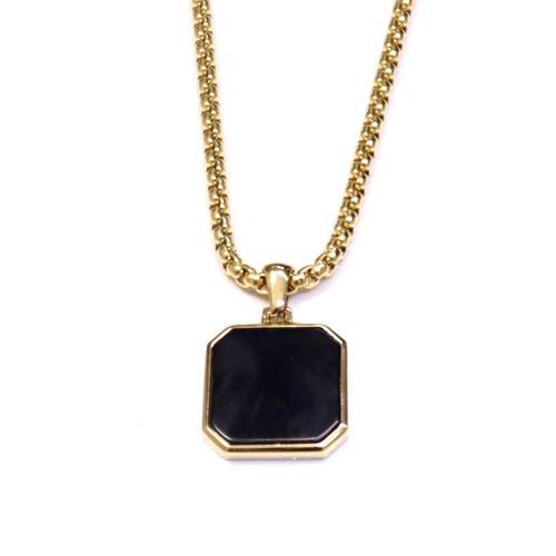 Link N Lock® Black Acrylic Octagon And Cross Pendant With 24 Inch Round Box Chain