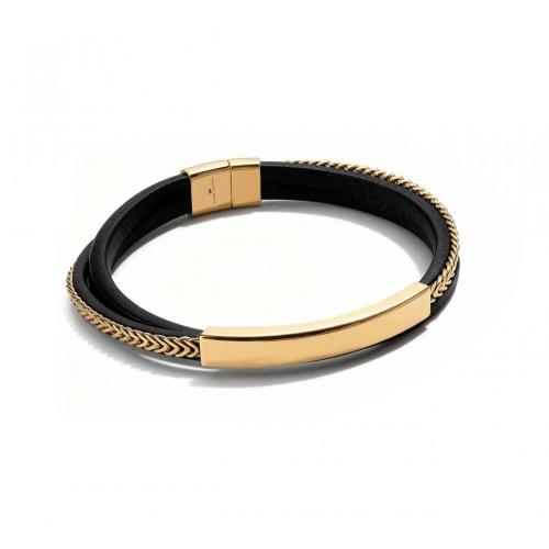 Link N Lock® Triple Band Leather Bracelet - Beads, Braid, Flat Bands - 8.5 Inches