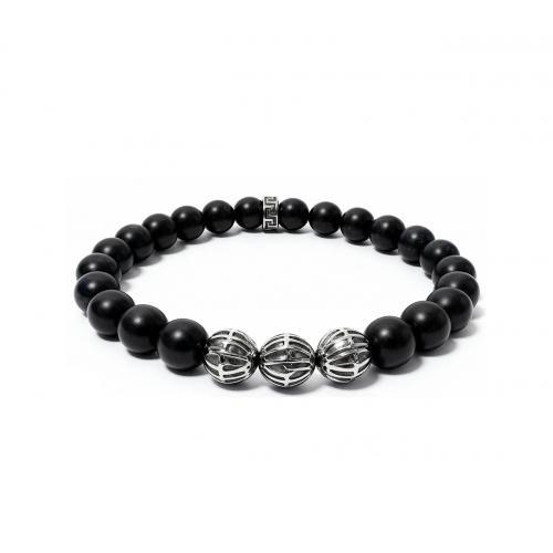 Link N Lock® Matt Black Onyx Beads Bracelet - 7.5 Inches