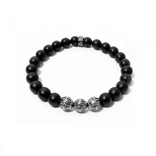 Link N Lock® Matt Black Onyx Beads Bracelet - 7.5 Inches