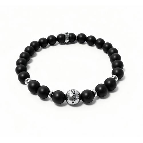 Link N Lock® Matt Black Onyx Beads Bracelet - 7.5 Inches