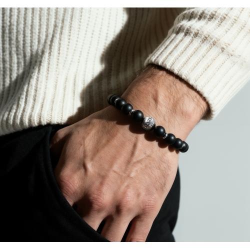 Link N Lock® Matt Black Onyx Beads Bracelet - 7.5 Inches