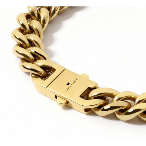 Link N Lock® Yellow Ion Plated Stainless Steel Cuban Bracelet - 9 Inches, 10.2mm