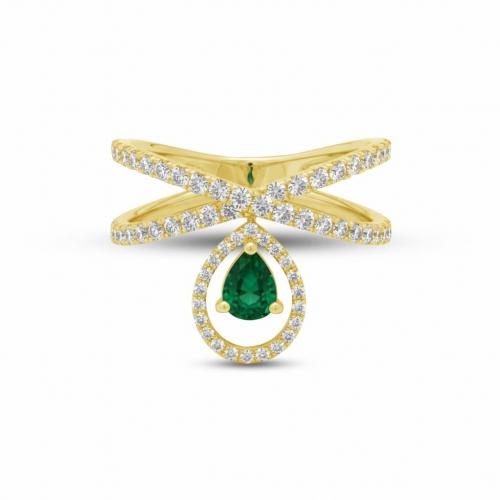 Aanika V. Pear-shaped Emerald Diamond Ring - 0.35 Ct. T.w.