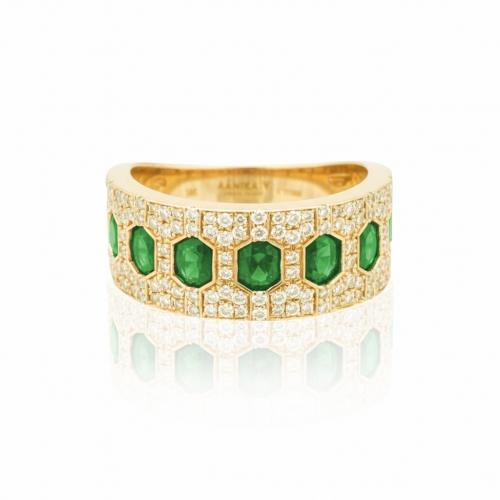 Aanika V. Emeralds And Diamonds Band - 1 Ct. T.w.