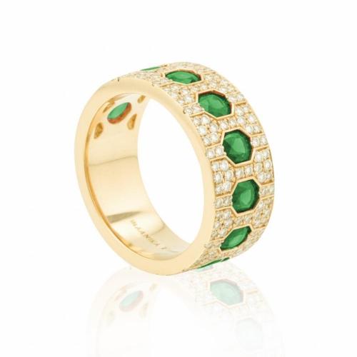 Aanika V. Emeralds And Diamonds Band - 1 Ct. T.w.
