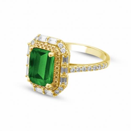 Aanika V. Emerald And Diamond Double Halo Ring - 1.25 Ct. T.w.