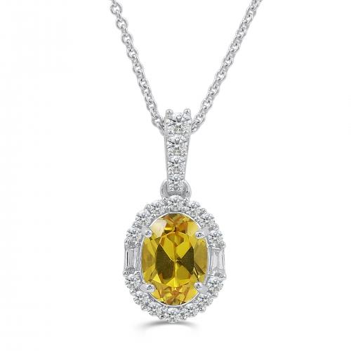 Love Spell® Lab-grown Diamonds And Citrine Halo Pendant - 0.15 Ct. T.w.