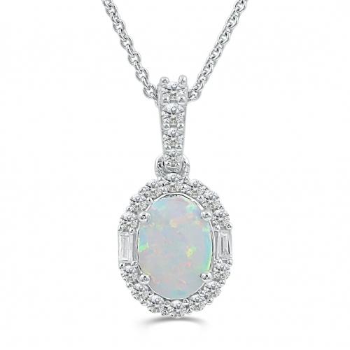 Love Spell® Lab-grown Diamonds And Opal Halo Pendant - 0.15 Ct. T.w.