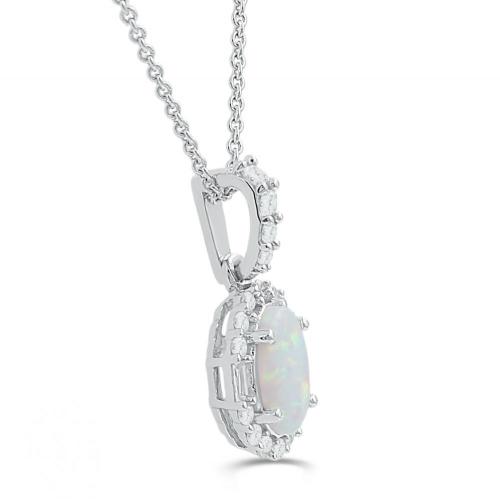 Love Spell® Lab-grown Diamonds And Opal Halo Pendant - 0.15 Ct. T.w.