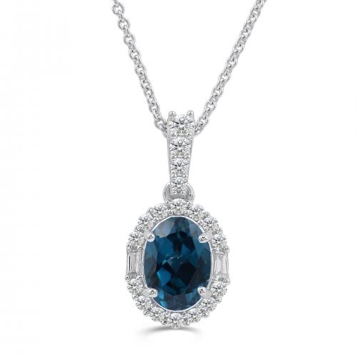 Love Spell® Lab-grown Diamonds And Blue Topaz Halo Pendant - 0.15 Ct. T.w.