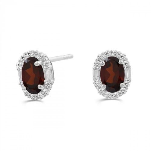 Love Spell® Lab-grown Diamonds And Garnet Studs - 0.20 Ct. T.w.