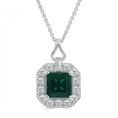 Love Spell® Lab-grown Diamonds And Emerald Halo Pendant - 0.25 Ct. T.w.
