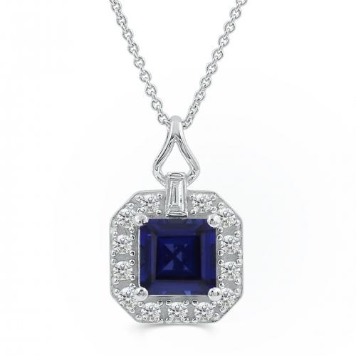Love Spell® Lab-grown Diamonds And Sapphire Halo Pendant - 0.25 Ct. T.w.