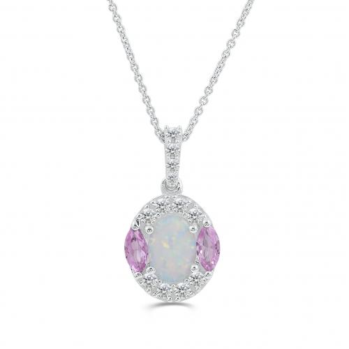 Love Spell® Lab-grown Diamonds And Opal Halo Pendant - 0.20 Ct. T.w.