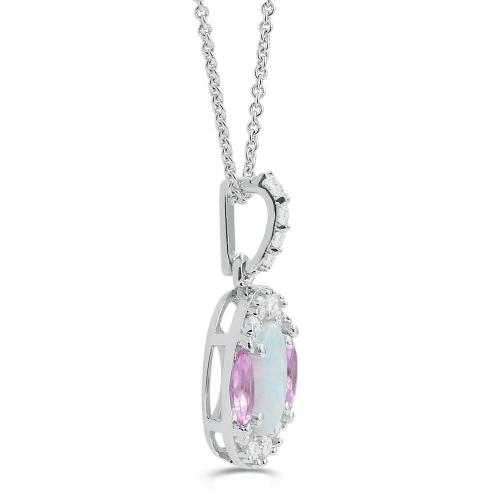 Love Spell® Lab-grown Diamonds And Opal Halo Pendant - 0.20 Ct. T.w.