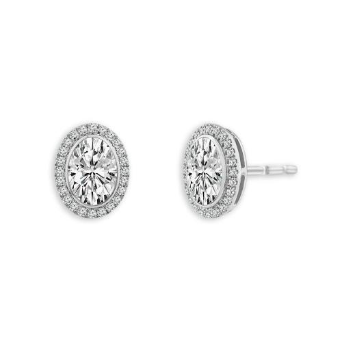 Bella By Ovani® Lab-grown Diamond Oval Halo Earrings 1.75 Ct. T.w.