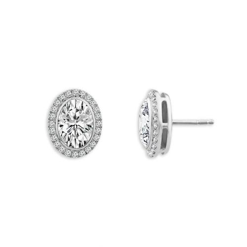 Bella By Ovani® Lab-grown Diamond Oval Halo Earrings 1.75 Ct. T.w.