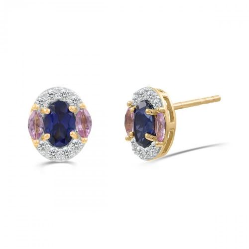 Love Spell® Lab-grown Diamonds Sapphire Halo Screw Studs - 0.20 Ct. T.w.