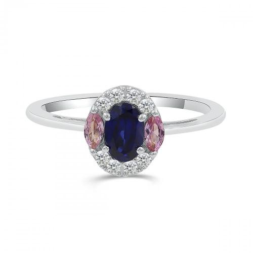 Love Spell® Lab-grown Diamonds And Sapphire Halo Ring - 0.10 Ct. T.w.