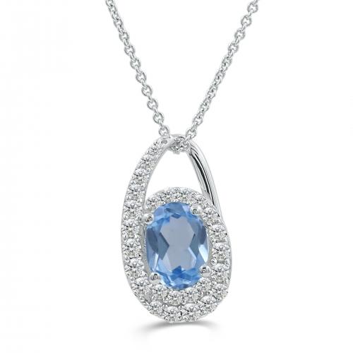 Love Spell® Lab-grown Diamonds And Blue Topaz Pendant - 0.25 Ct. T.w.