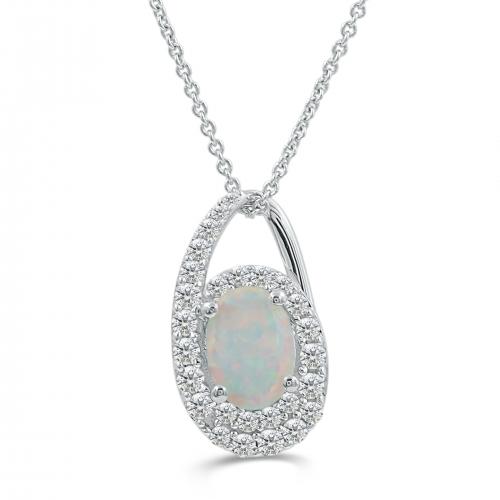Love Spell® Lab-grown Diamonds And Opal Pendant - 0.25 Ct. T.w.