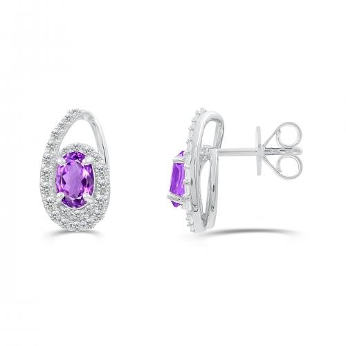 Love Spell® Lab-grown Diamonds And Amethyst Studs - 0.30 Ct. T.w.