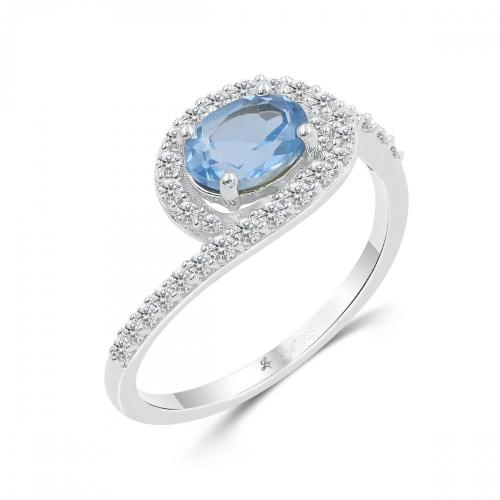 Love Spell® Lab-grown Diamonds And Blue Topaz Ring - 0.30 Ct. T.w.